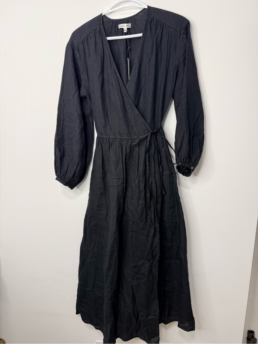 Alex Mill Black Midi Wrap-Style Dress size small - Picture 4 of 10